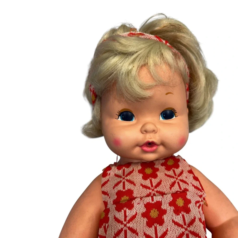 Vintage 1969 Mattel Baby Doll Blonde Blue Eyes MCM‎ Retro Handmade Outfit Mexico